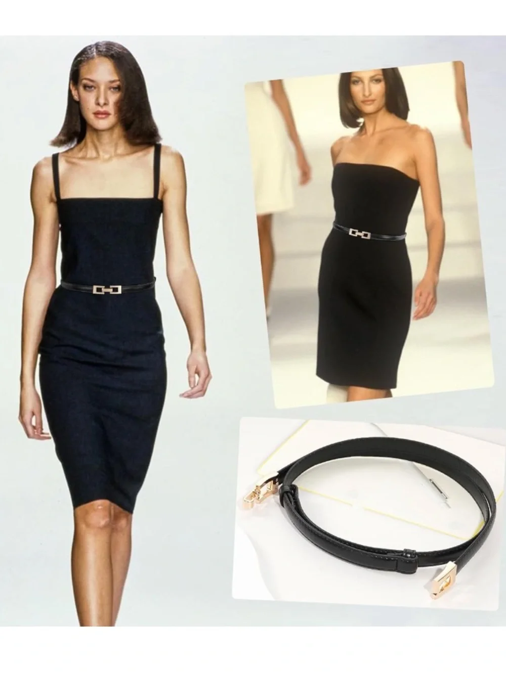 NWT!! Glamorstar Adjustable Skinny Belt in Black with Gold Hardware